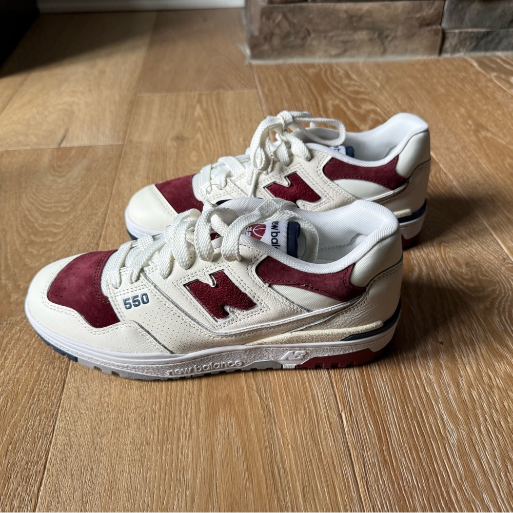 New Balance Men’s 550 Burgundy and White Sneakers (New in Box)